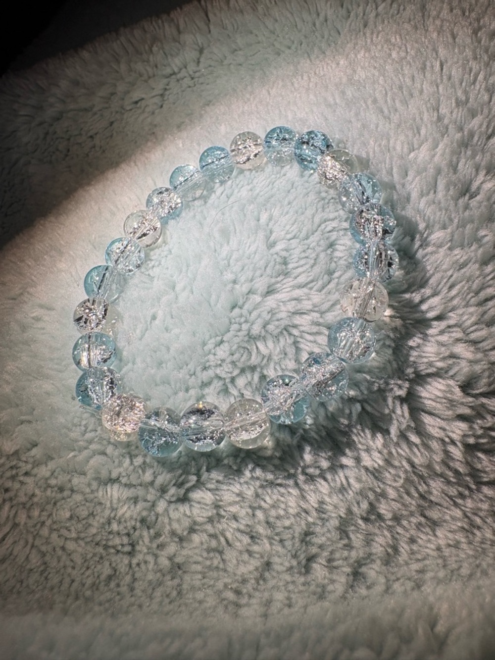 Delicate Blue Crackle Bead Stretch Bracelet - Women Jewelry